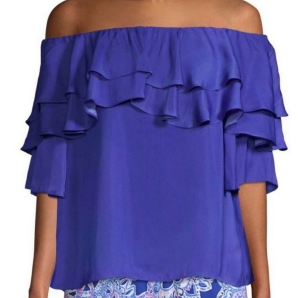 Lilly Pulitzer Haylee Off the Shoulder Ruffle Top Size XS
